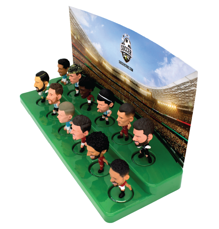 Soccerstarz - Stand for 12 SoccerStarz Figures (Generic Green) and 12 SoccerStarz Figures (SET B)